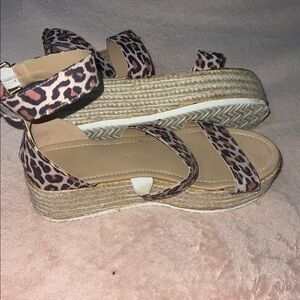 Leopard Print Espadrille Sandals